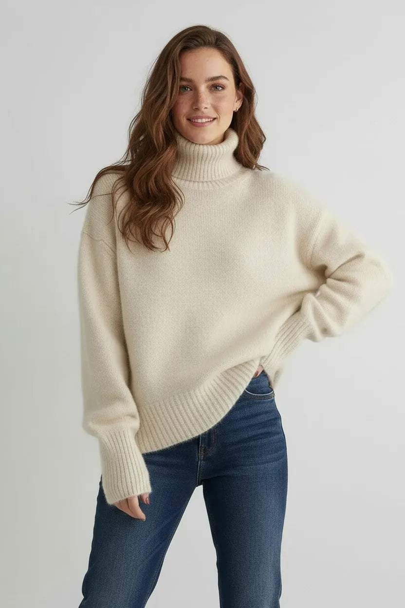 Dame Elegant Rullekragegenser med Lange Ermer og Klassisk Design